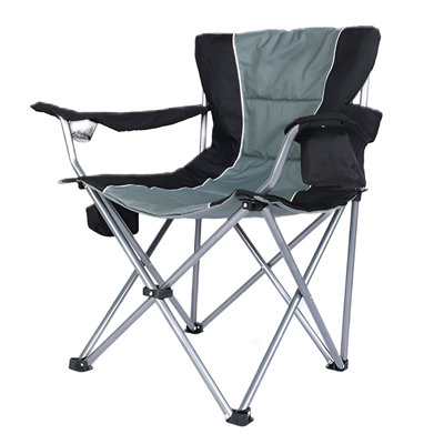 Oversized Camping Folding Chair with Cup Holder, Side Cooler Bag