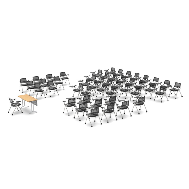 Novelty 47 Person Flip Top 22'' L Modular Training Table and Chair Set with Casters and Modesty Panel
