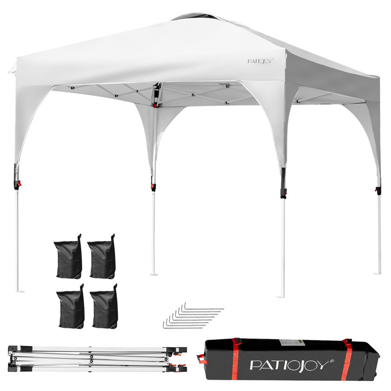 Auvent escamotable en acier, 6,5 pi L 6,5 pi. D, Blanc