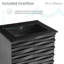 Meuble-lavabo en chêne noir 24 po avec plateau en céramique noire Cascade
