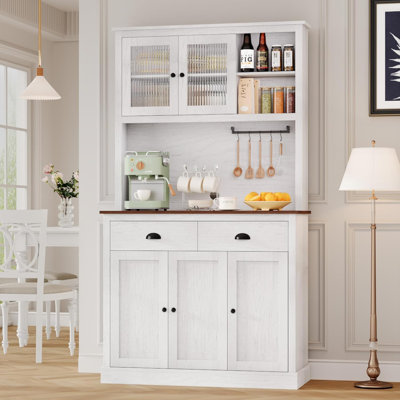 Farmhouse Kitchen Pantry with Drawers & Adjustable Shelves, 71 Inch Tall Freestanding Pantry Storage Cabinet, Coffee Bar Hutch Cabinet for Kitchen, Di by Lark Manor