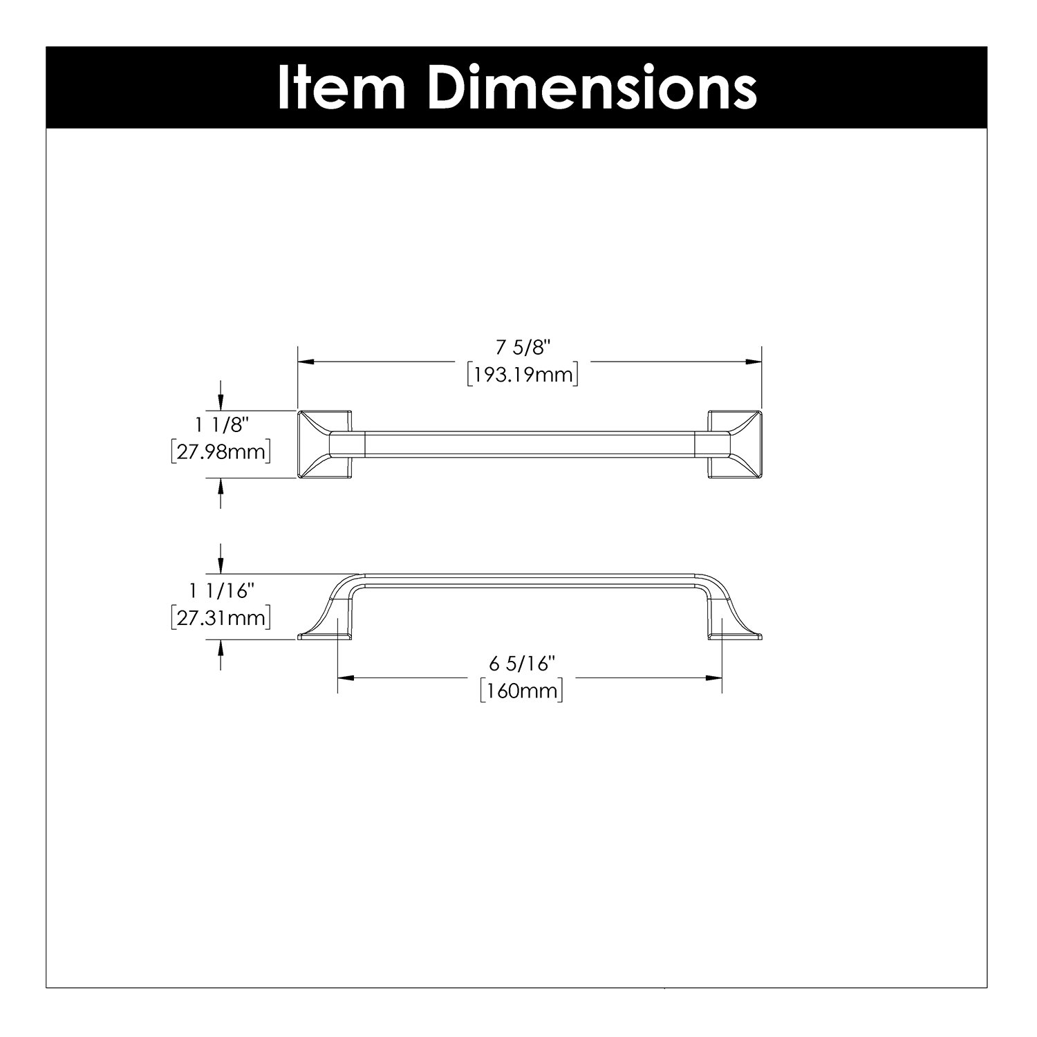 Forge Collection Pull - Farmhouse Hardware for Drawers & Cabinets, Black Iron, 6-5/16"