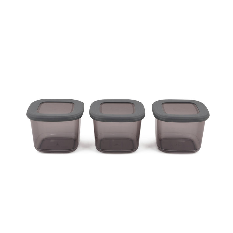 Durable Storage Box Set (3 Pieces), Anthracite Color, 3.9 x 3.9 x 3.7 inches | 100% BPA Free Plastic, 18.6 fl oz Capacity | Dishwasher Safe, Ideal for Organizing Home & Office Spaces, Stackable Design