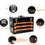 3 boîtes à outils en acier avec espace supplémentaire pour les outils - pour le garage, la maison, l'établi, le rangement portable noir et orange-209689329