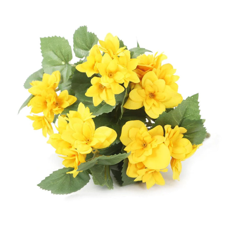 Faux Silk Peony Arrangement in Vase, Yellow, 50cm H x 10cm W x 15cm D
