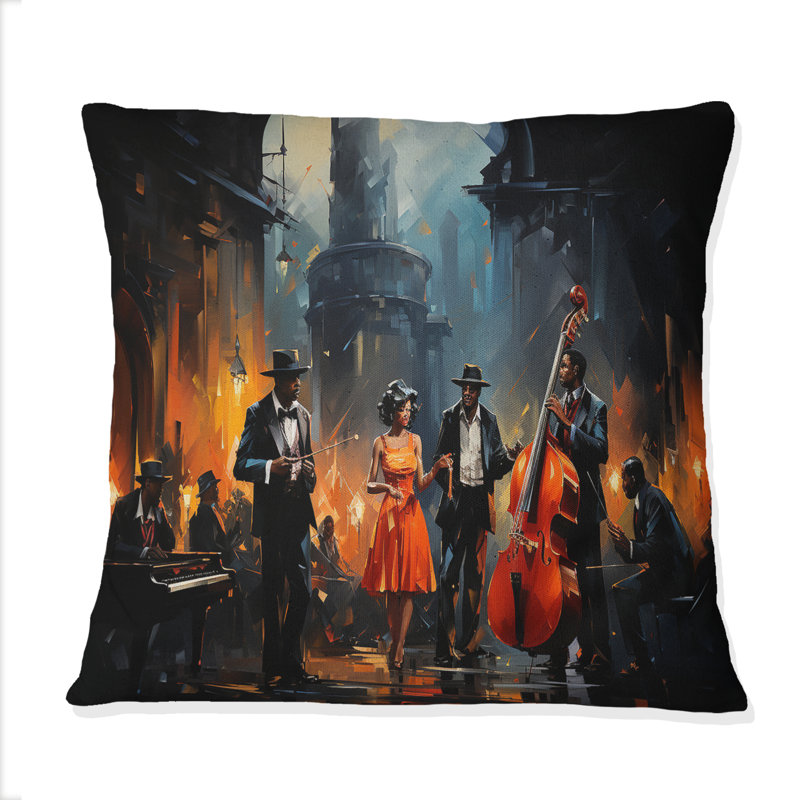 Coussin décoratif "Music In Harlems III", Carré, 18" x 18"