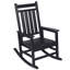 Ensemble de chaises berçantes d'extérieur avec table d'appoint, ensemble de chaises berçantes 3 pièces à texture de bois, résistant aux intempéries, noir (comprend 2 chaises berçantes et 1 table)