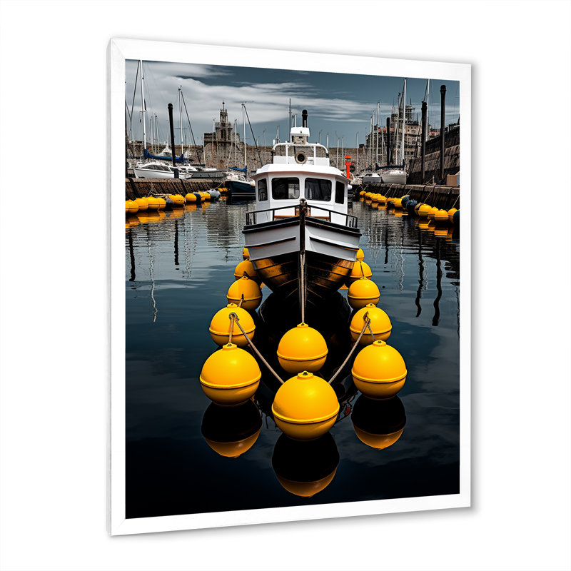 Port Wharf Reflections I - impression, H 20 po x l 12 po x P 1 po, Cadre photo blanc