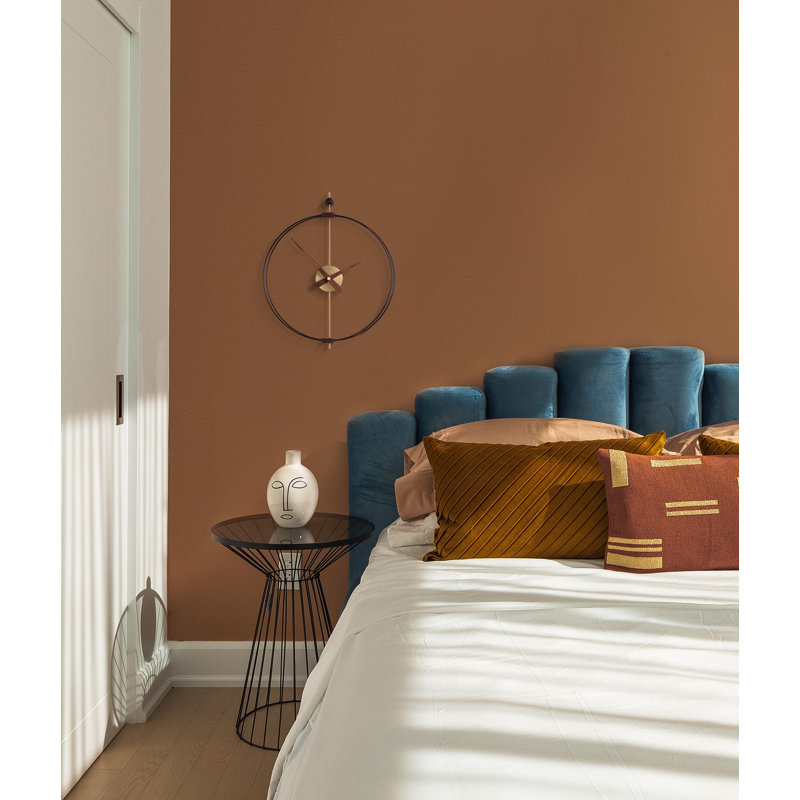 Barcelona Wall Clock, Black/Brass/Walnut