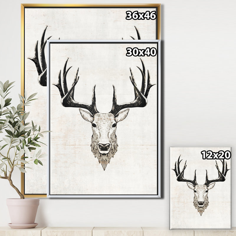 «Deer Wild and Beautiful VII», reproduction d'art sur toile, H 46 po x l 36 po x P 1,5 po, Cadre flottant doré