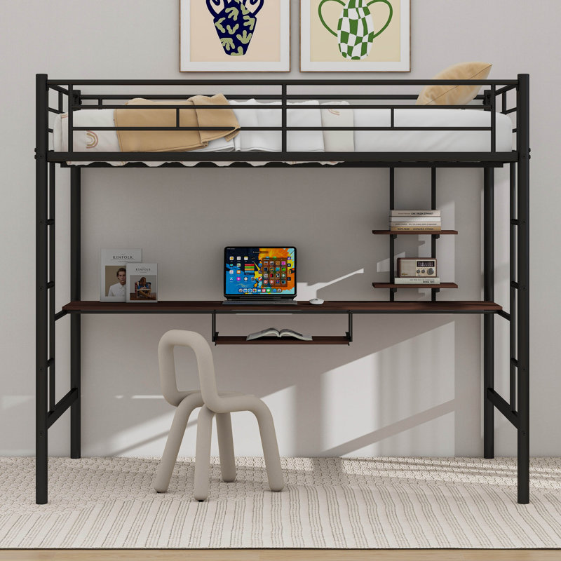 Lit mezzanine avec bureau et tablette