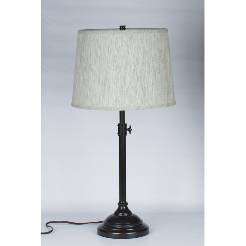 Caitlynne Metal Table Lamp, Gray Linen, Oil-rubbed Bronze