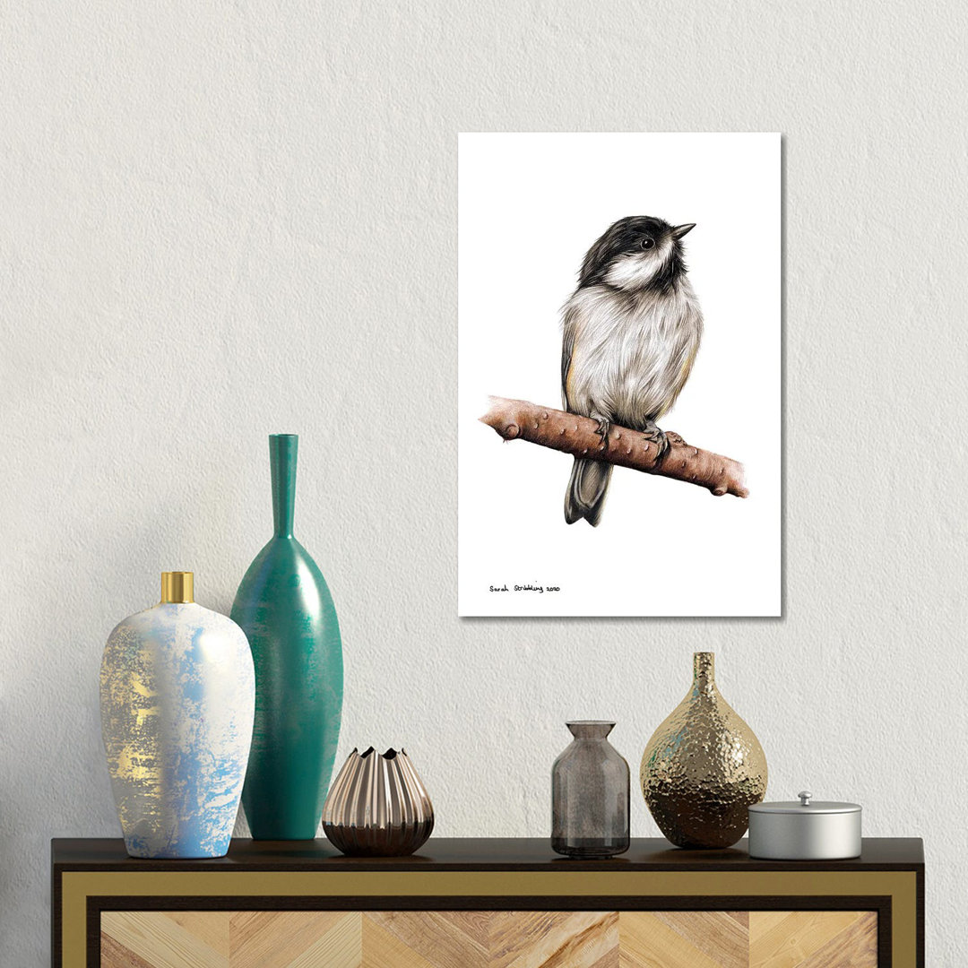 Chickadee II von Sarah Stribbling - Ohne Rahmen Galerieverpackte Leinwand Giclée auf Leinwand