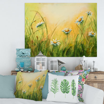 «Sunset Field with Camomiles and Herbs», peinture sur toile