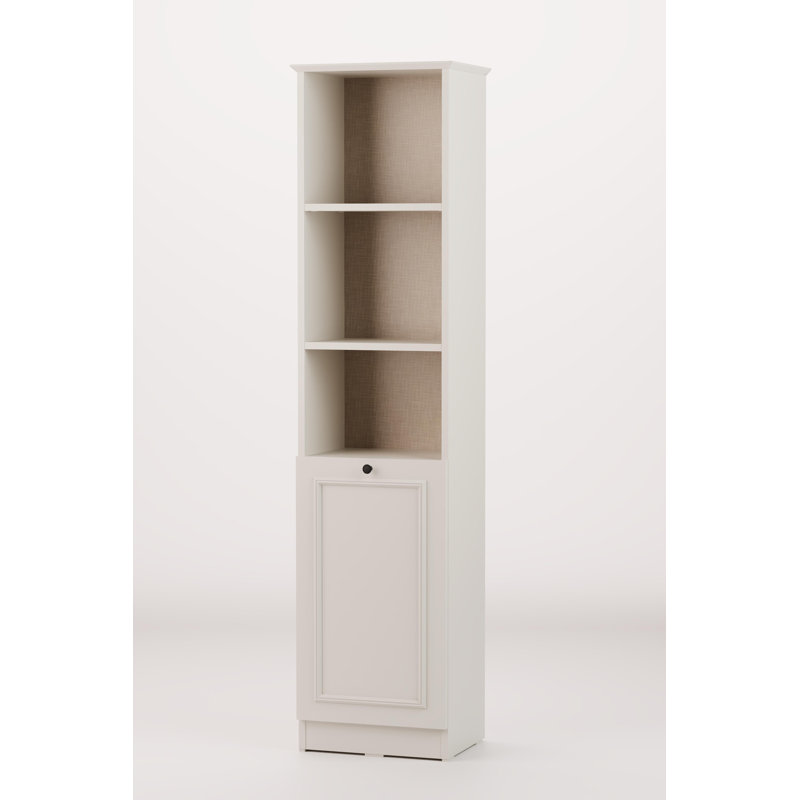 Grande bibliothèque étroite avec armoire, crème