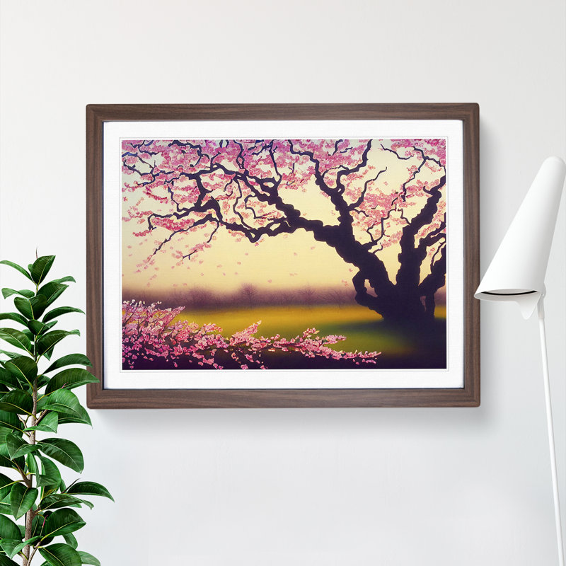 Marvellous Cherry Blossom Trees 1 Piece Single Picture Frame Painting, 25cm H x 34cm W x 2cm D, Walnut