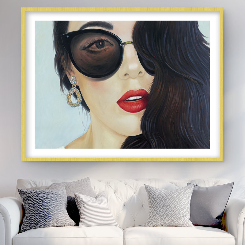 Lunettes de soleil à la mode - Imprimé encadré mat