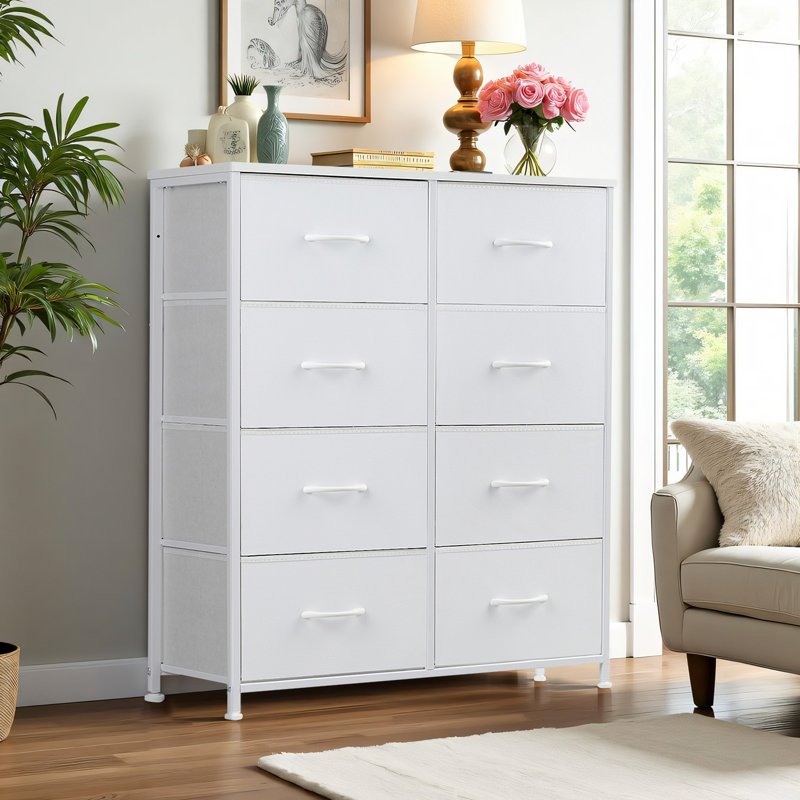 Commode double 8 tiroirs W 31,5 po Wassil, Blanc