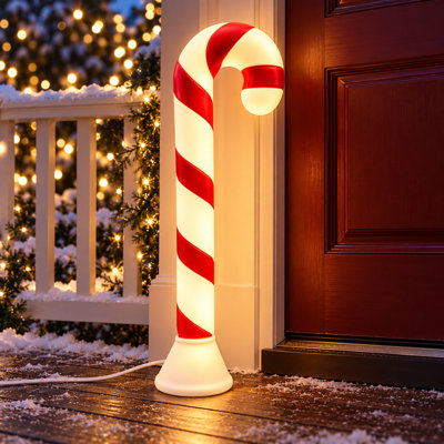 Statue de Noël en forme de canne de bonbon illuminée avec cordon de 6 pi et lumière PMU Christmas