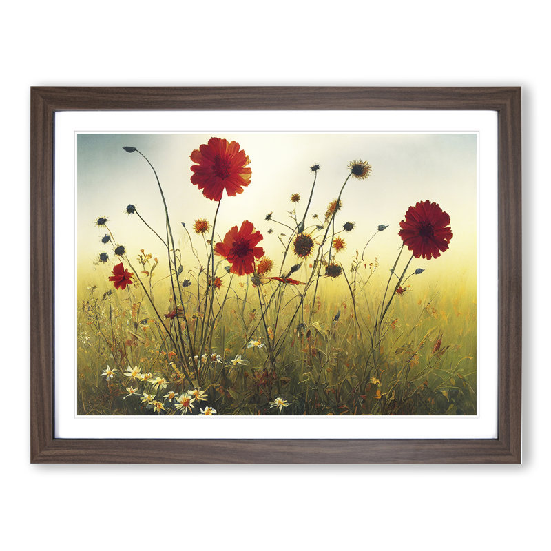 Great Wildflowers Floral 1 Piece Single Picture Frame Painting, 34cm H x 46cm W x 2cm D, Walnut