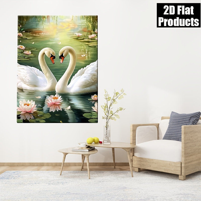 Paire de cygnes tranquilles, impression sur toile de Lily Pond - Urban Studio, 36 * 24 pouces (90 * 60 * 2cm)
