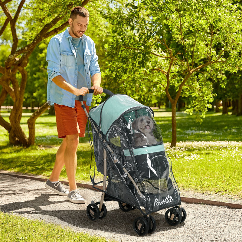 Foldable Pet Stroller, Navy Blue/Black