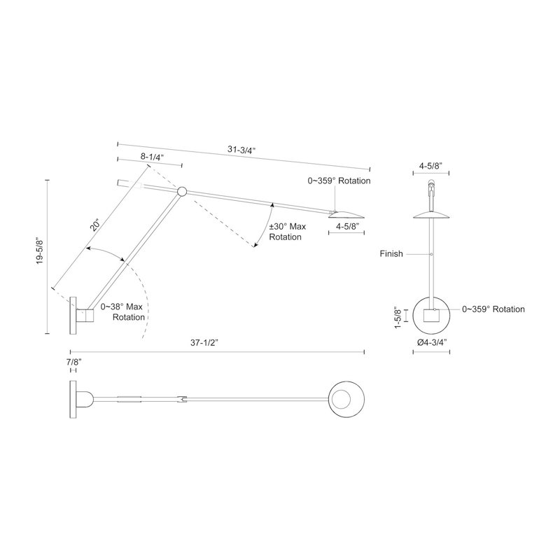 Rotaire Aluminum LED Swing Arm Sconce