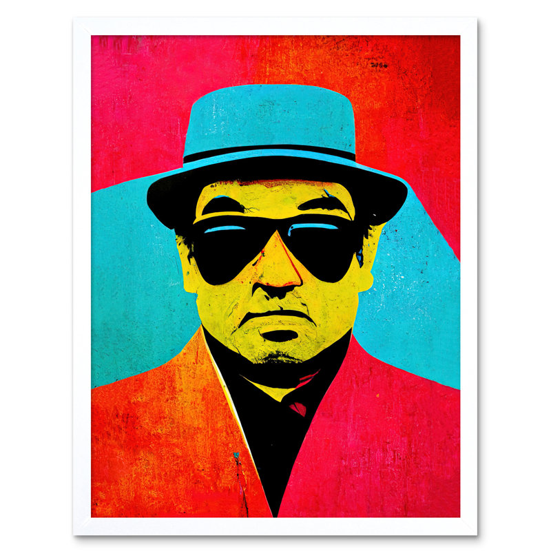 Pop Art Jazz Musician Sunglasses - Print, White Framed Unframed, 43cm H x 33cm W x 2cm D
