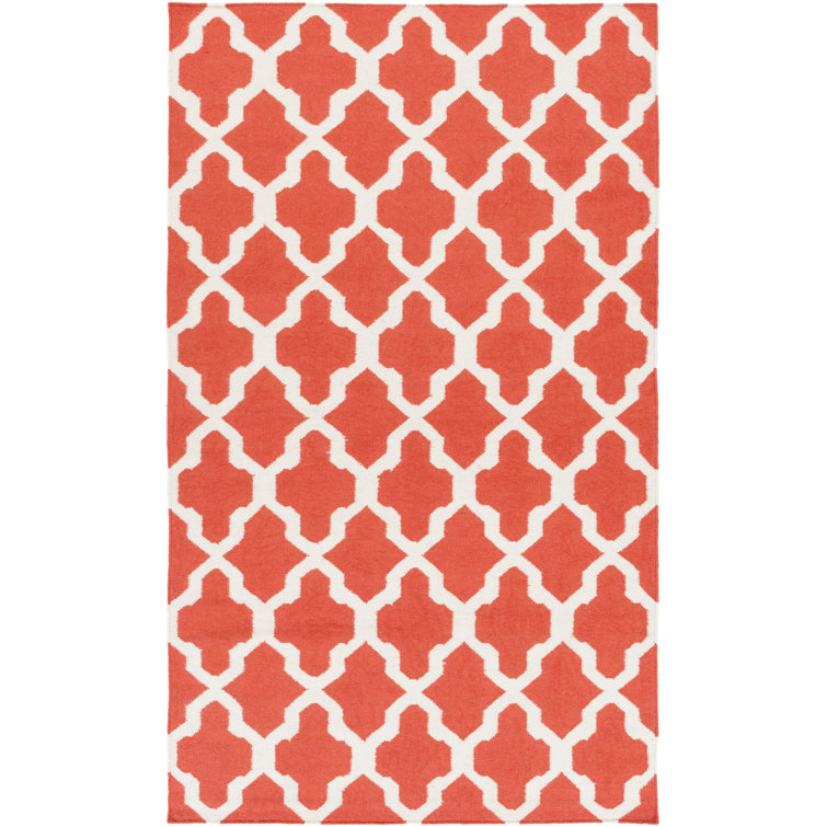 Tapis orange / ivoire en laine tissé à la main Bangor
