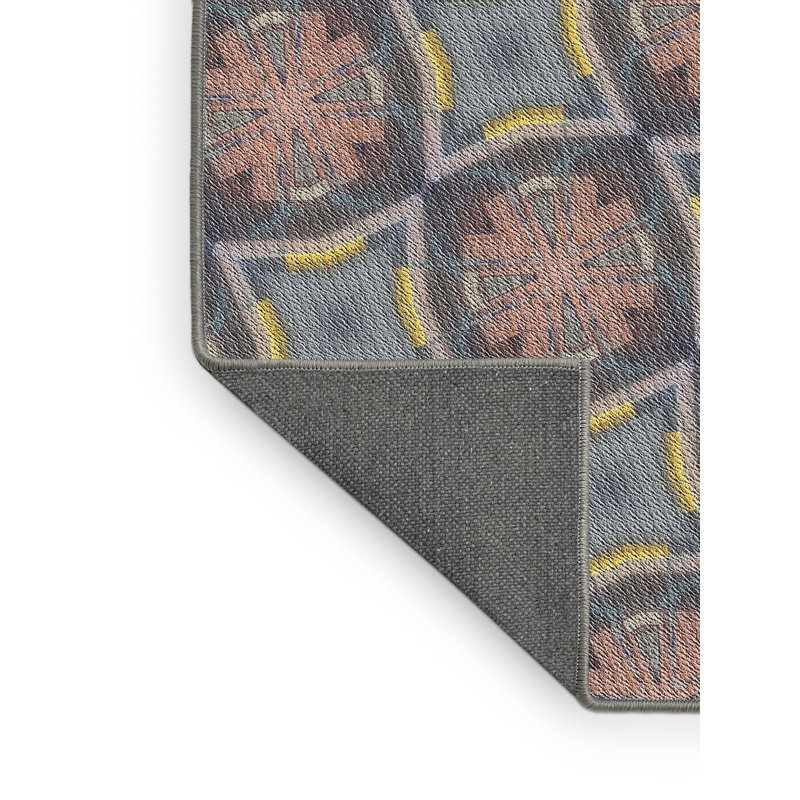 Tapis gris/rouge/jaune à motifs Hlavacek, Rectangle 3 pi x 5 pi