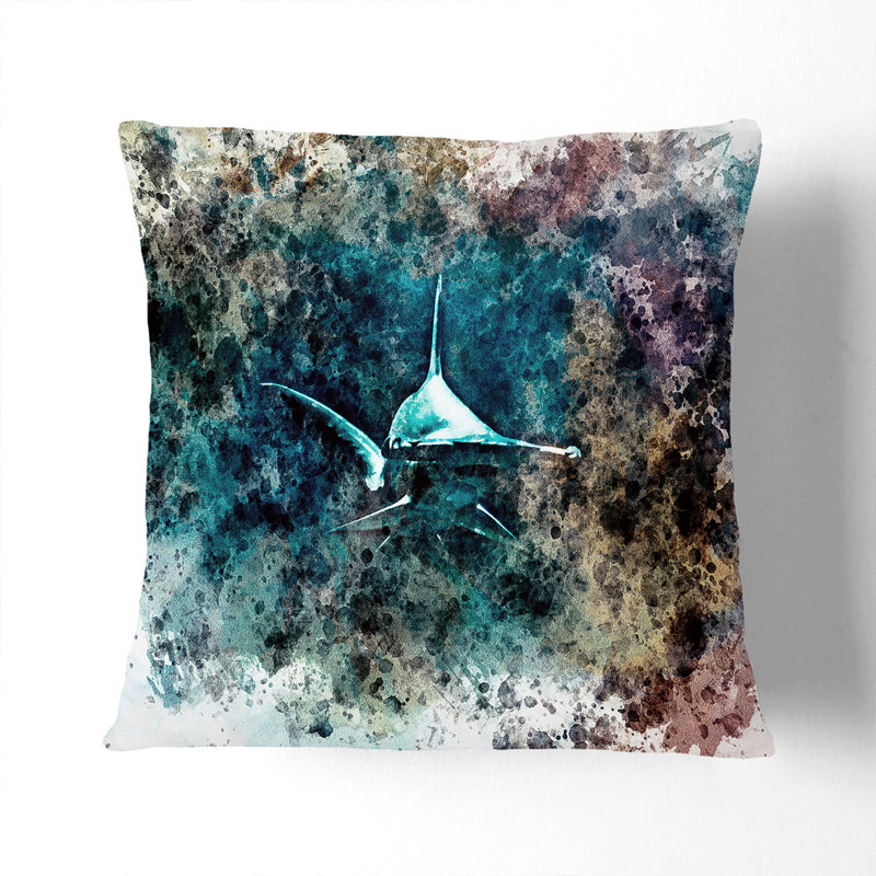 Hammerhead Shark Cushion with Filling, 55cm H x 55cm W x 20cm D, Black