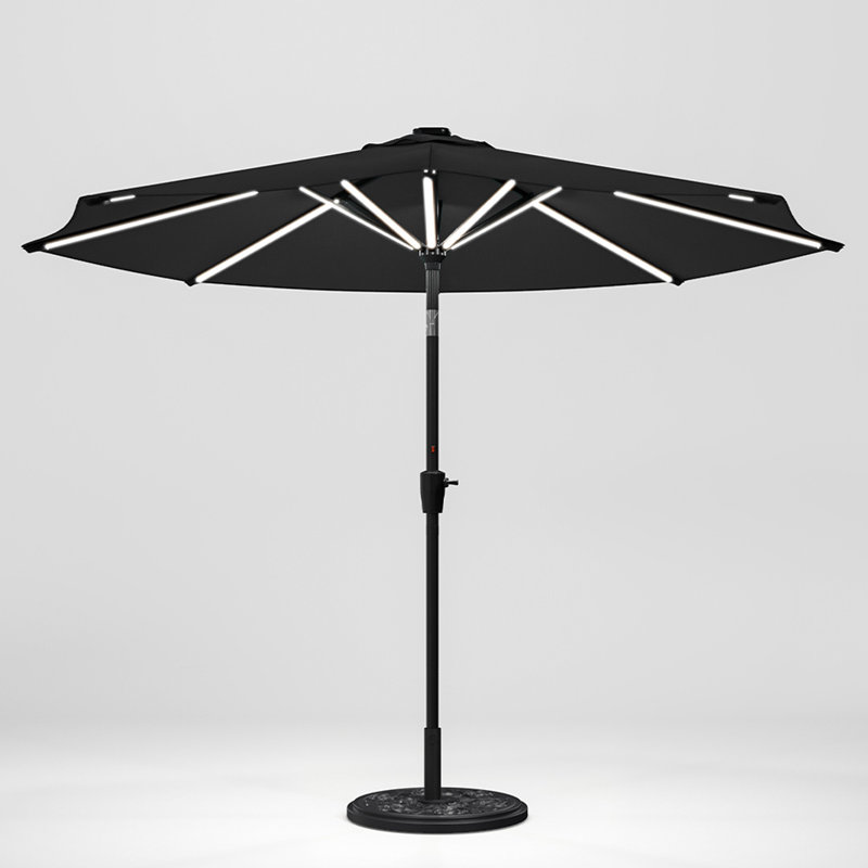 Aison 3m Traditional Parasol with LED Light, Dark Grey