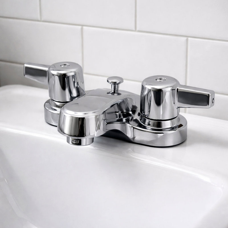 2-handle Bathroom Faucet with Drain Assembly