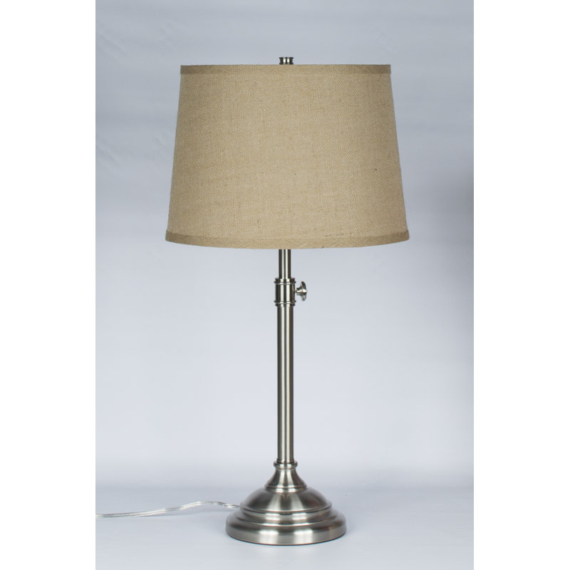 Caitlynne Metal Table Lamp, Natural Burlap, Brushed Nickel