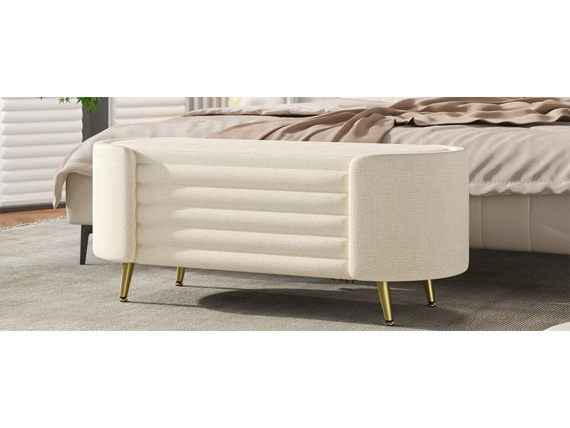 Repose-pieds avec rangement et repose-pieds Modern, Beige, Beige, Beige