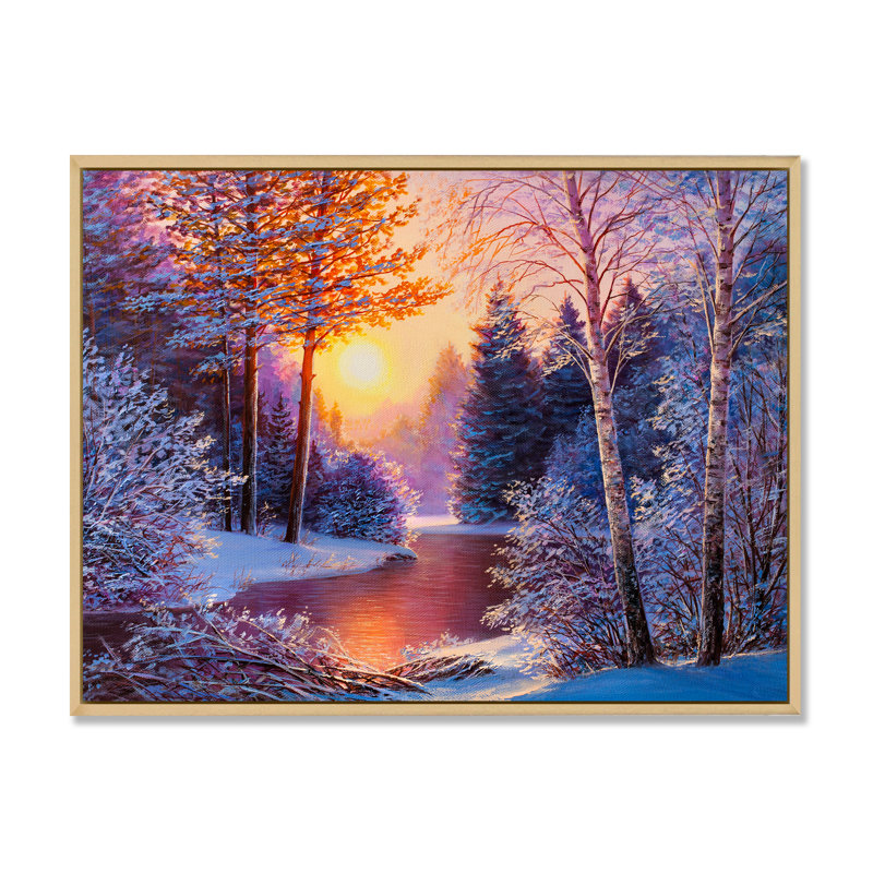 «Winter River», reproduction d'art sur toile, coucher de soleil sur la rivière Winter II, H 30 po x l 40 po x P 1,5 po