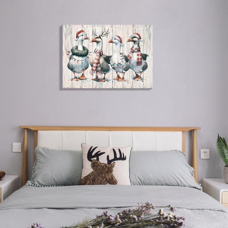 Reproduction d'art encadrée de canard rétro