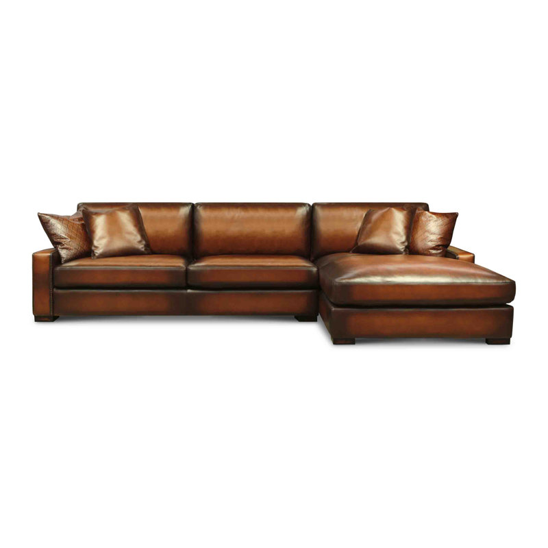 Urban Cowboy Leather Sofa & Chaise, Right Hand Facing, Polo Maestro Artisano Genuine Leather