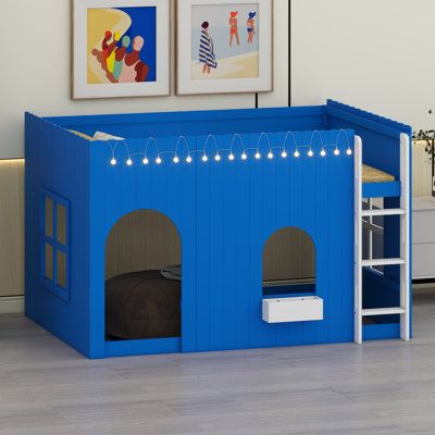 Loft Bed Frame with Built-in Warm LED Light String