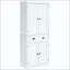 Armoire de cuisine autoportante, armoire de rangement haute avec 2 armoires à portes, tiroir et tablettes réglables-1324027102