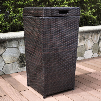 Wicker Manual Lift Outdoor Trash/Recycling Bins - 35 Gallons