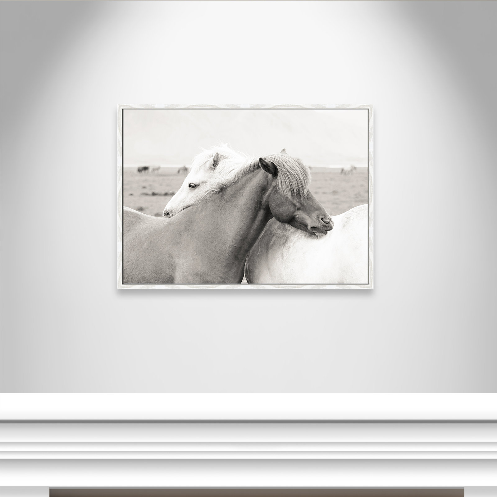 Melanie "Icelandic Meadow Horses" Print, White Wood Grain Framed, 25.5" H x 35.5" W x 0.75" D