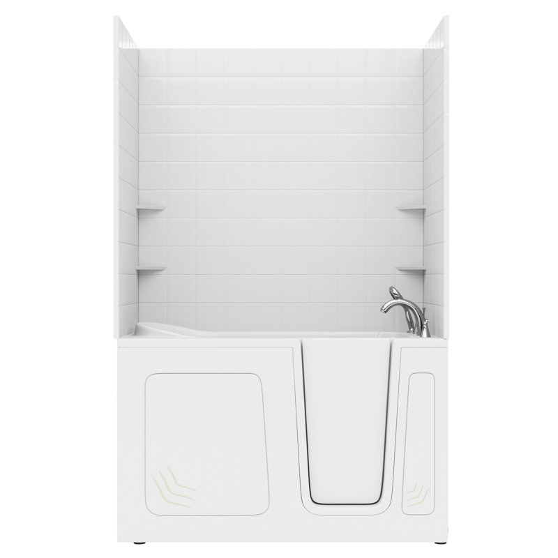 Tub'n Wall Series 32" x 60" Right Side Drain Soaker Bathtub in White with 6 in. Tile Shower Wall Kit, Right, White