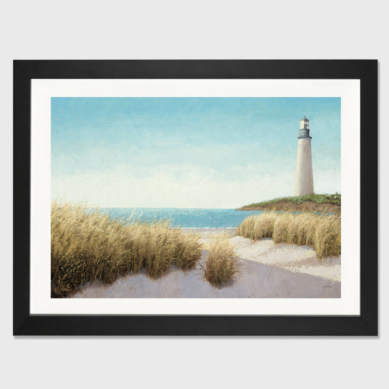 Phare au bord de la mer par James Wiens - reproduction, H 16 po x l 24 po x P 1 po, Papier encadré noir
