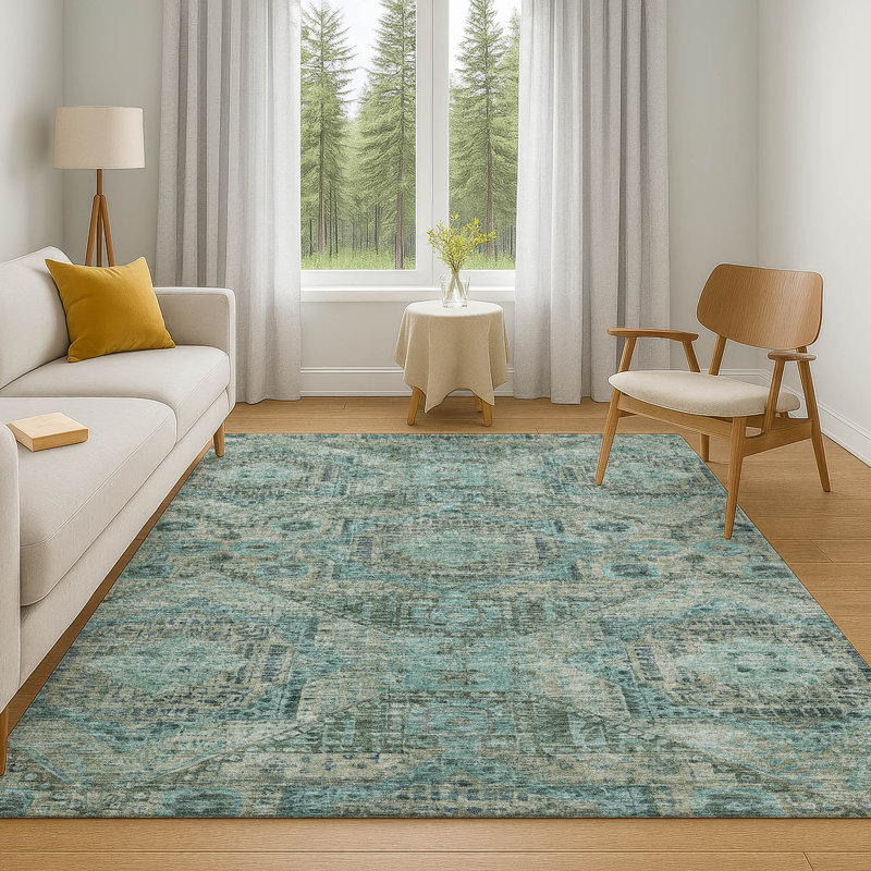 Premium Machine Washable Alaina AMF1929 Global Rug, Rectangle 10' x 14'
