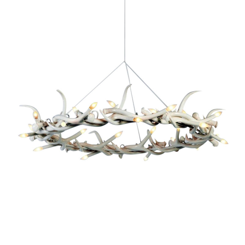 Resin-Ceramic Chandelier, Bronze Plated, Smoke, 30" Diameter x 11” Height