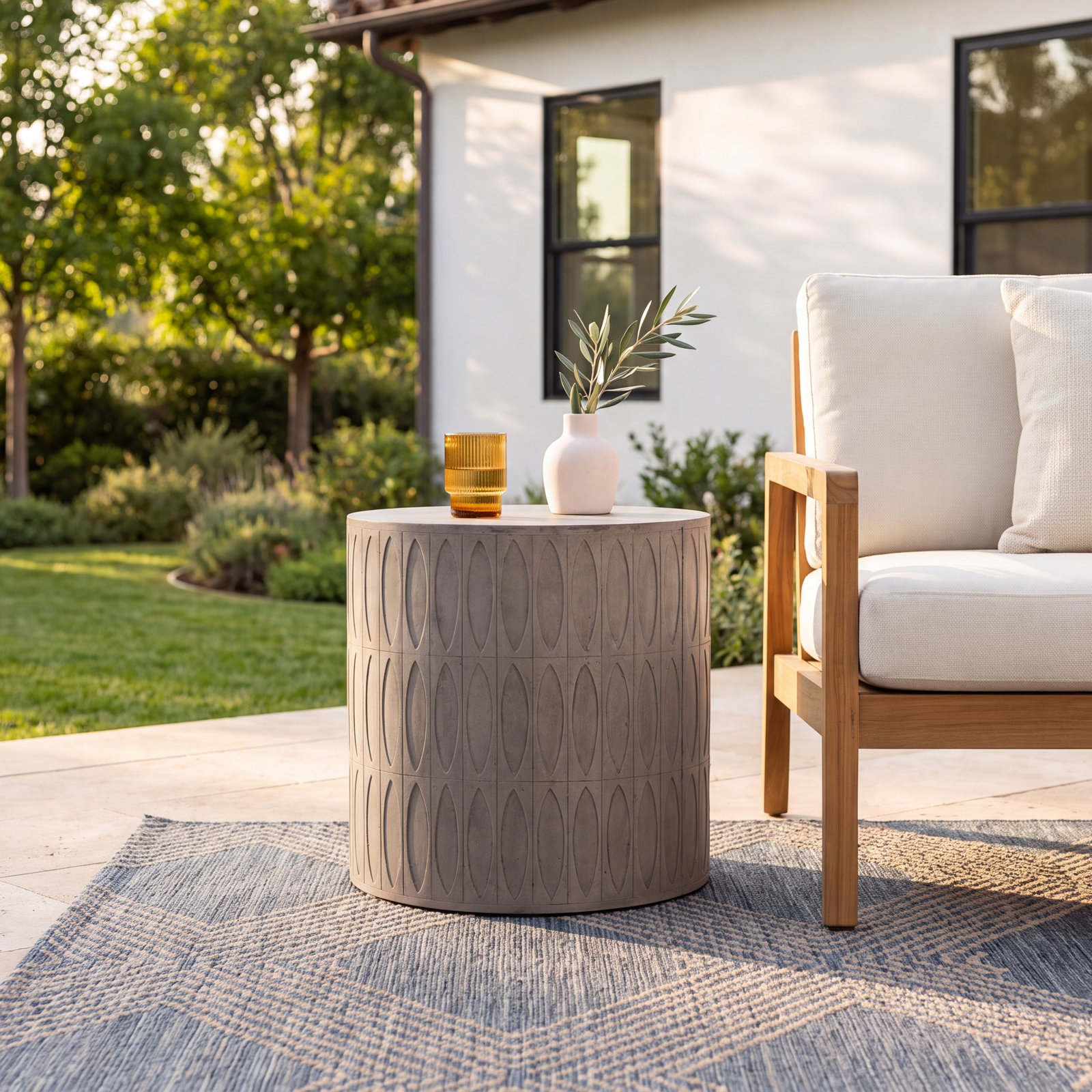 20'' Stone Outdoor Side Table, Gray