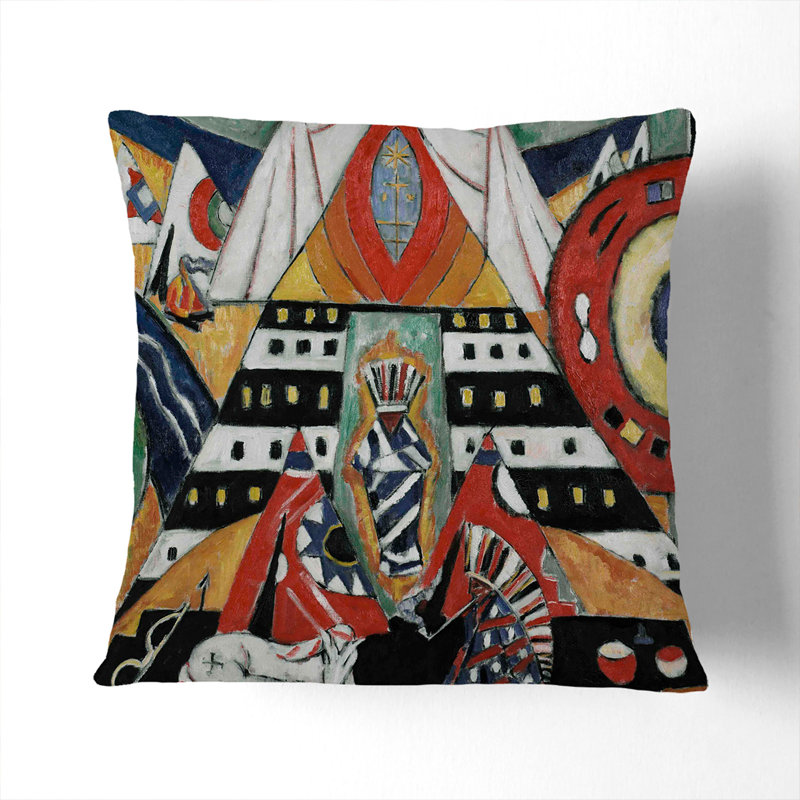 Indian Composition Scatter Cushion, 40cm H x 40cm W x 15cm D, Stone