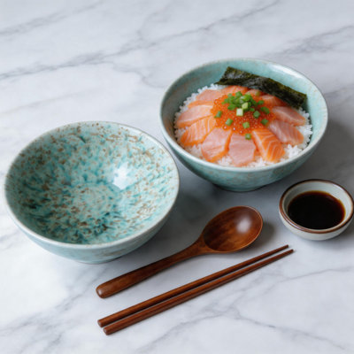 Ensemble de 2 bols 40 oz en céramique 40 oz avec 4 cuillères et baguettes pour nouilles à soupe Pho Udon