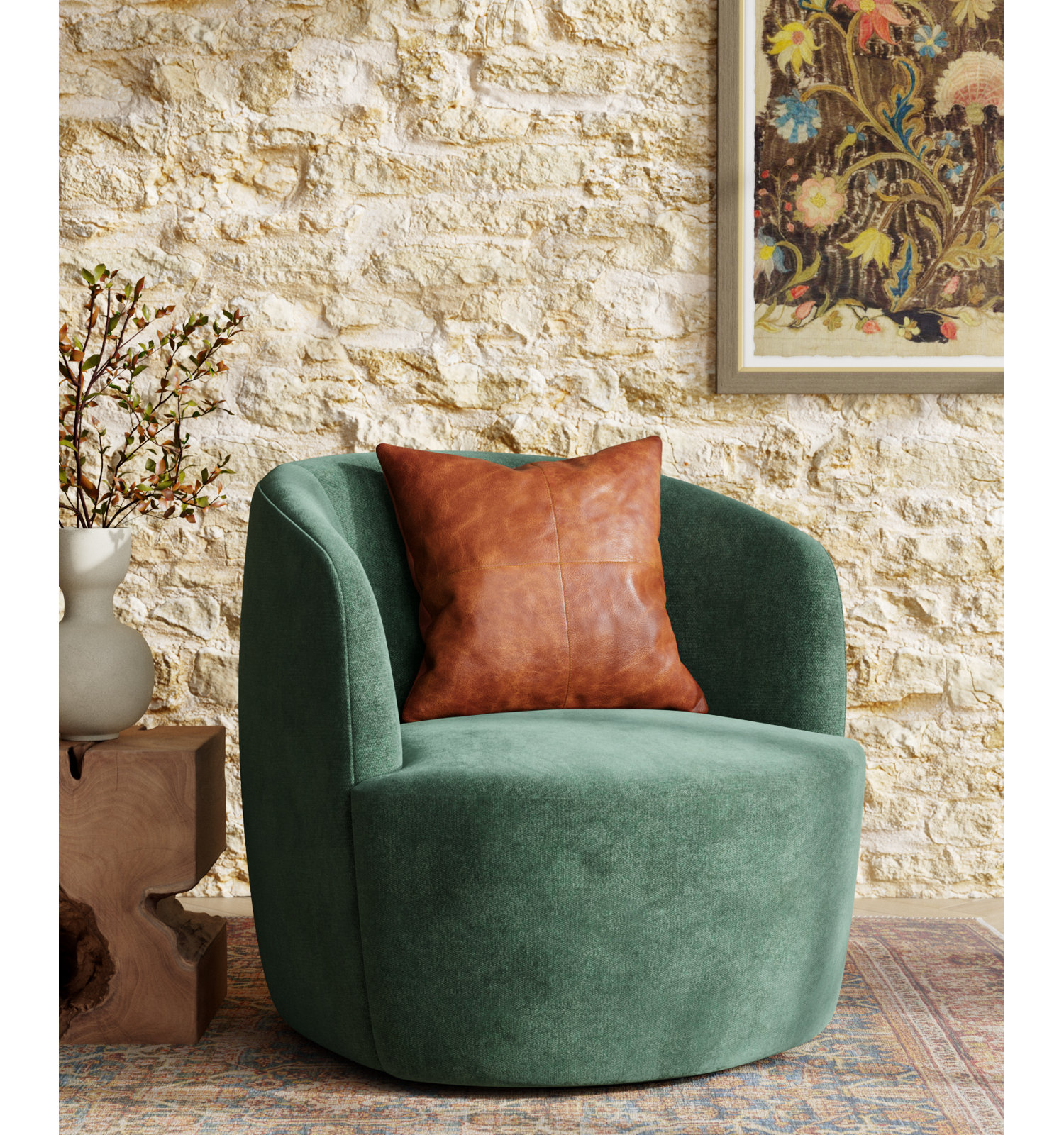 Emily Leather/Suede Throw Pillow, Down